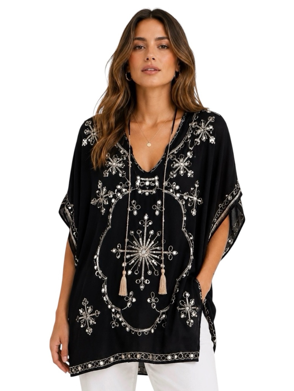 Holbox Spain Embellished Tunic Large NWT!
Black